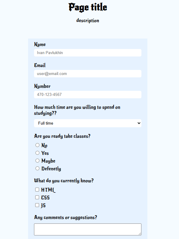 FreeCodeCamp Survey Form